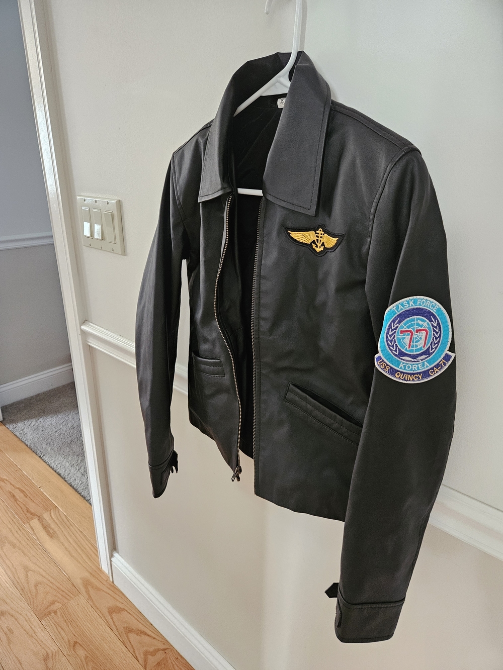 Girl's Black Patch Flight Jacket - Classic Bomber Style